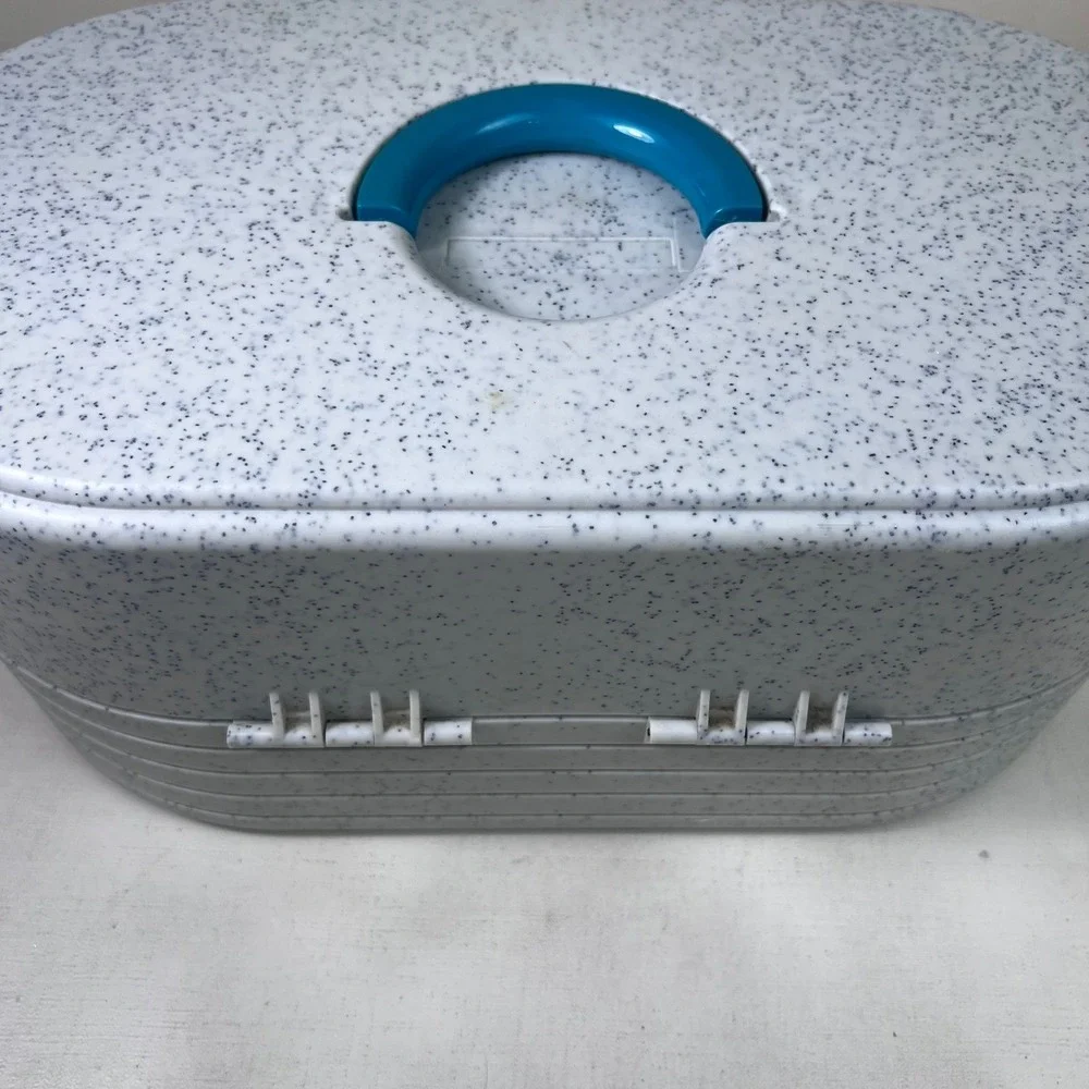 Vintage Caboodles 80s/90s Cosmetic Organizer Case Turquoise Accent Broken Mirror